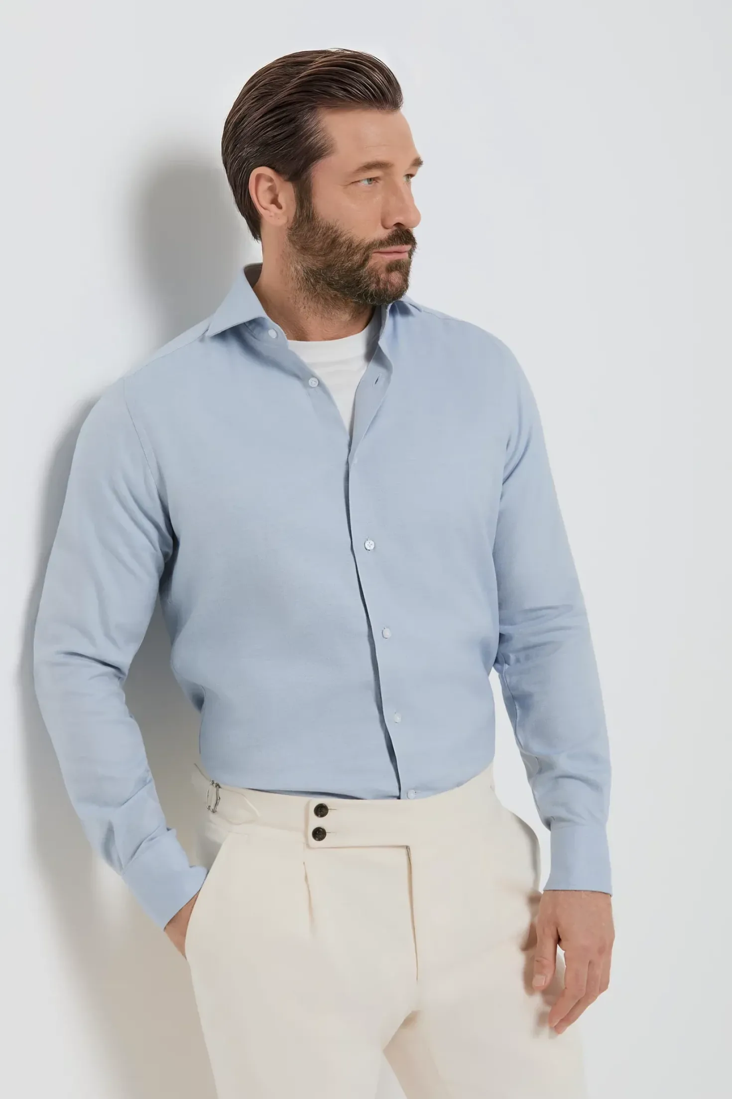 Chemise bleu clair en coton et Tencel™ - Made in Italy