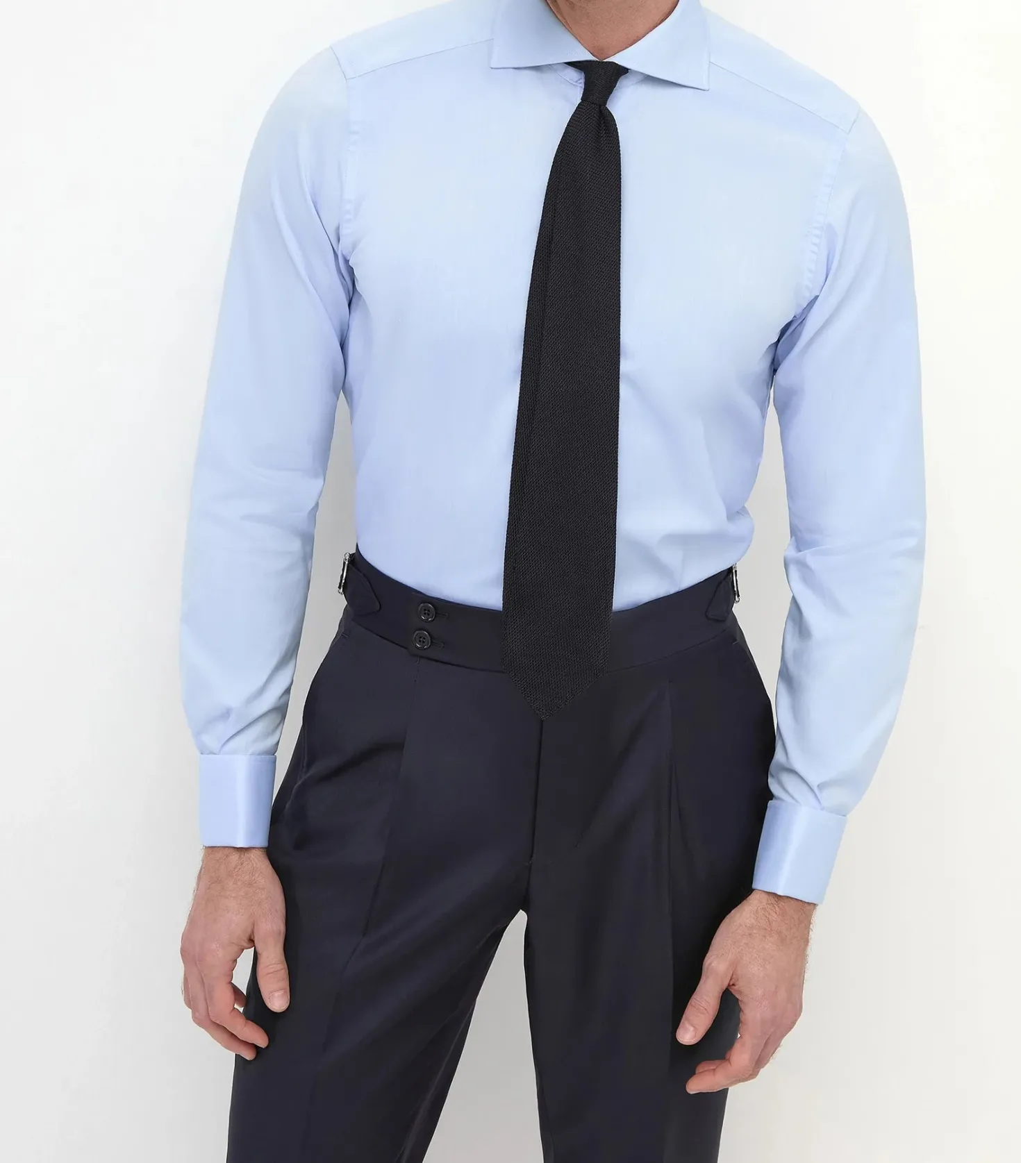 Chemise bleu clair à poignets mousquetaires - Made In Italy