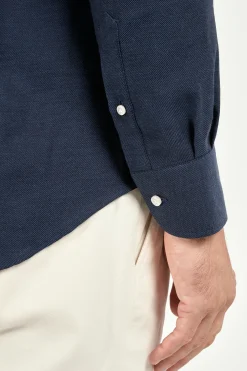 Chemise bleue en cachemire et coton - Made in Italy