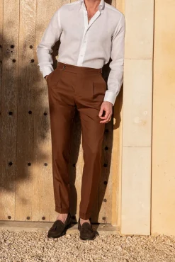 Chemise à col boutonné blanche en lin - Made in Italy