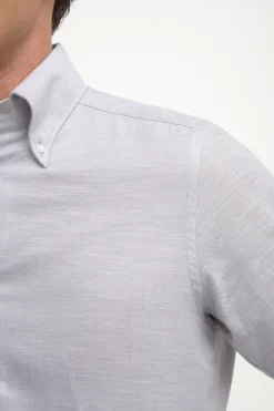Chemise à col boutonné en chambray Stone - Made in Italy