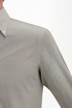 Chemise à col boutonné en chambray Sauge - Made in Italy