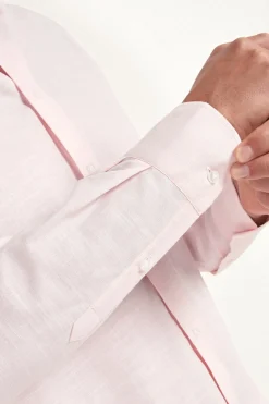 Chemise à col boutonné en chambray rose - Made in Italy