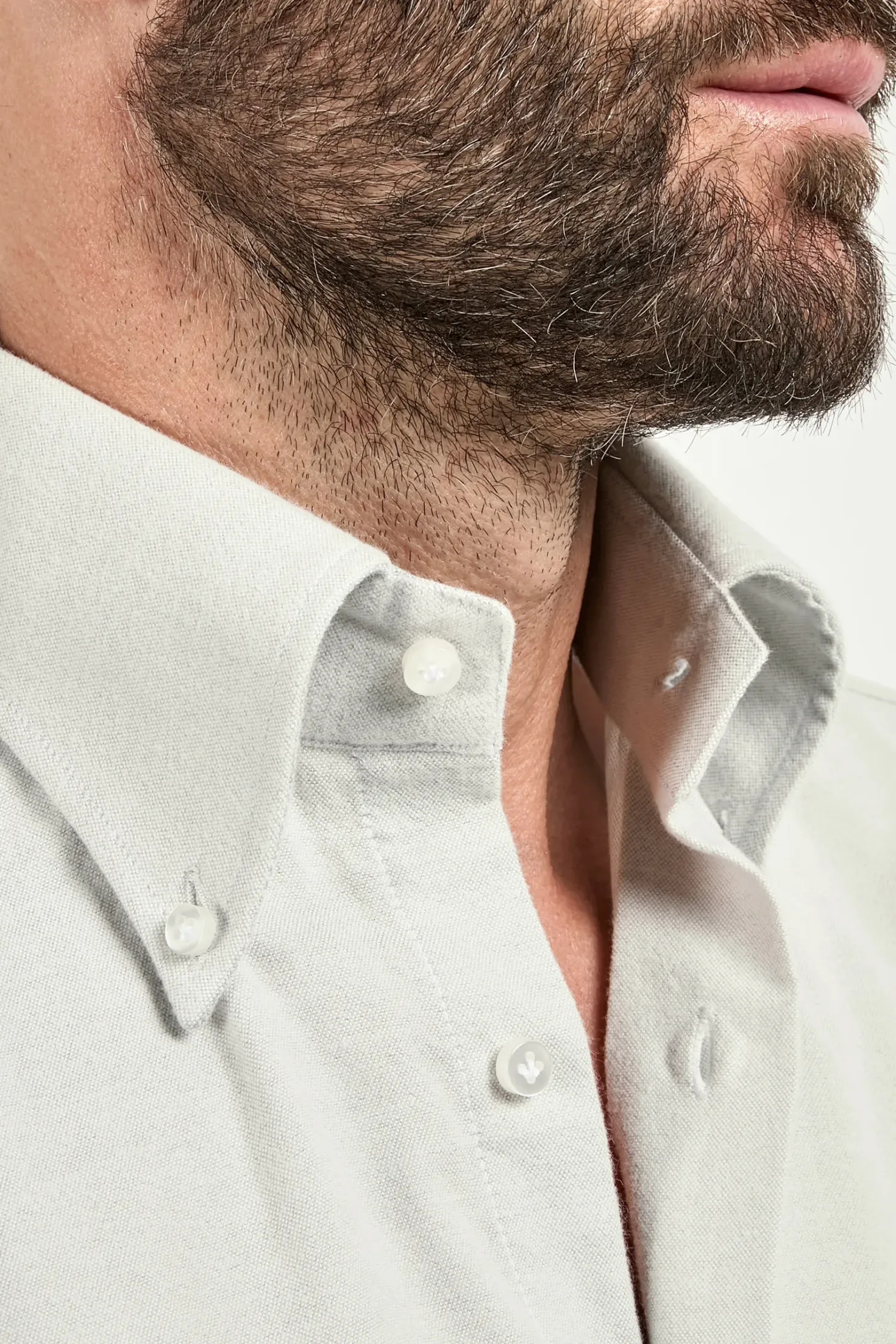 Chemise à col boutonné grise en coton brossé - Made in Italy