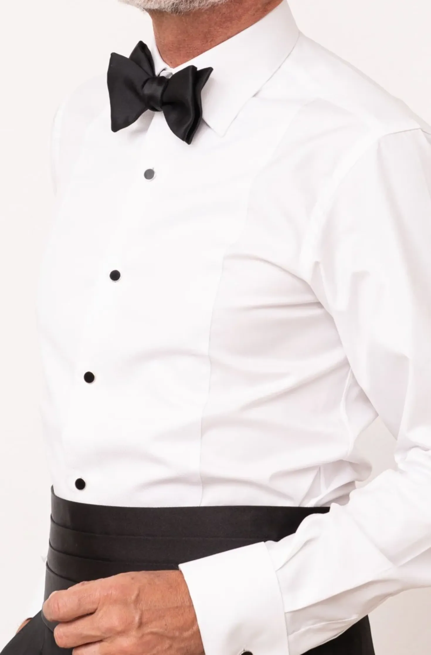 Chemise de smoking blanche en piqué à plastron - Made in Italy