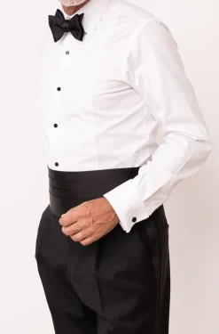 Chemise de smoking blanche en piqué à plastron - Made in Italy