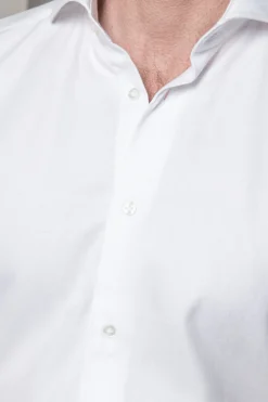 Chemise en coton et Tencel™ à chevrons blanche - Made in Italy