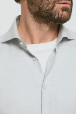 Chemise en coton et Tencel™ gris clair - Made in Italy