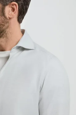 Chemise en coton et Tencel™ gris clair - Made in Italy
