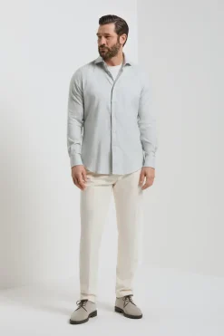 Chemise en coton et Tencel™ gris clair - Made in Italy