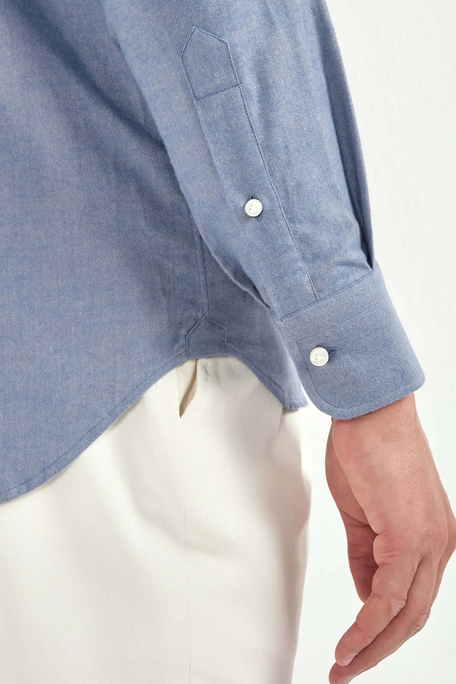 Chemise en coton gratté bleu avio - Made in Italy
