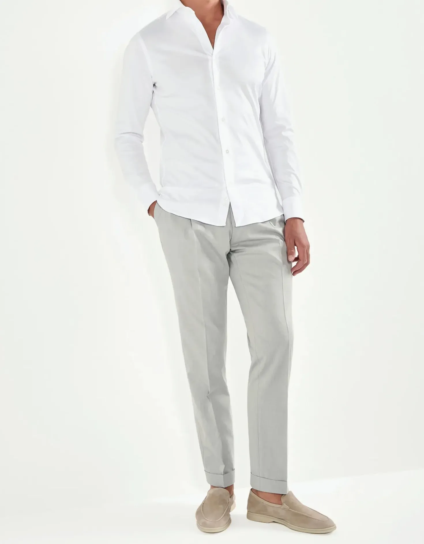 Chemise en coton mercerisé blanc - Made in Italy