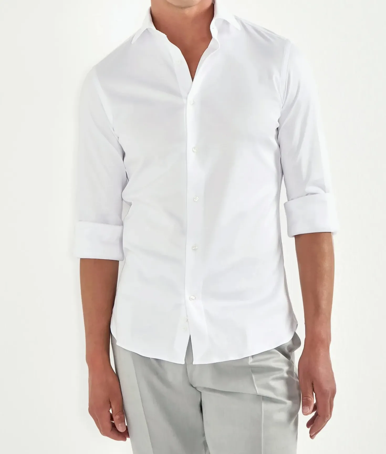 Chemise en coton mercerisé blanc - Made in Italy