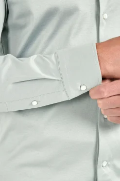 Chemise en coton mercerisé sauge clair - Made in Italy