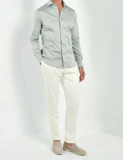 Chemise en coton mercerisé sauge clair - Made in Italy