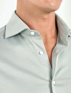 Chemise en coton mercerisé sauge clair - Made in Italy