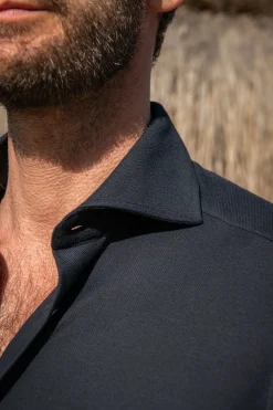 Chemise en jersey bleu marine - Made in Italy