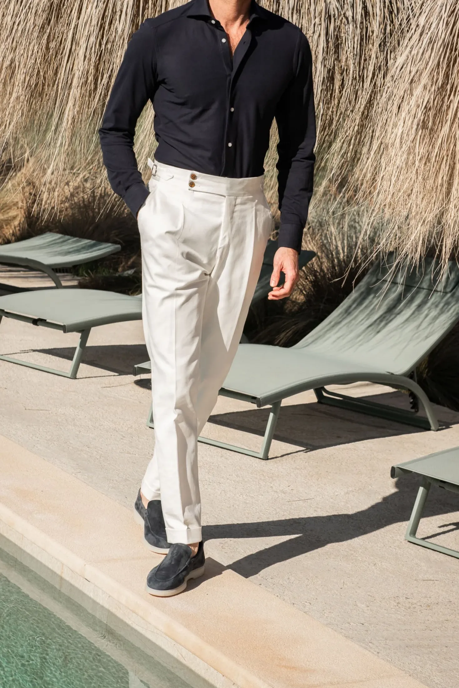 Chemise en jersey bleu marine - Made in Italy