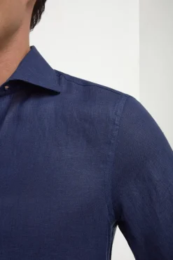 Chemise en lin bleue - Made in Italy