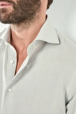 Chemise en lin gris clair - Made in Italy