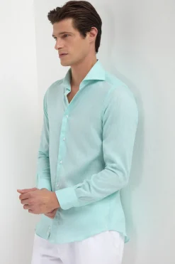 Chemise en lin menthe - Made in Italy
