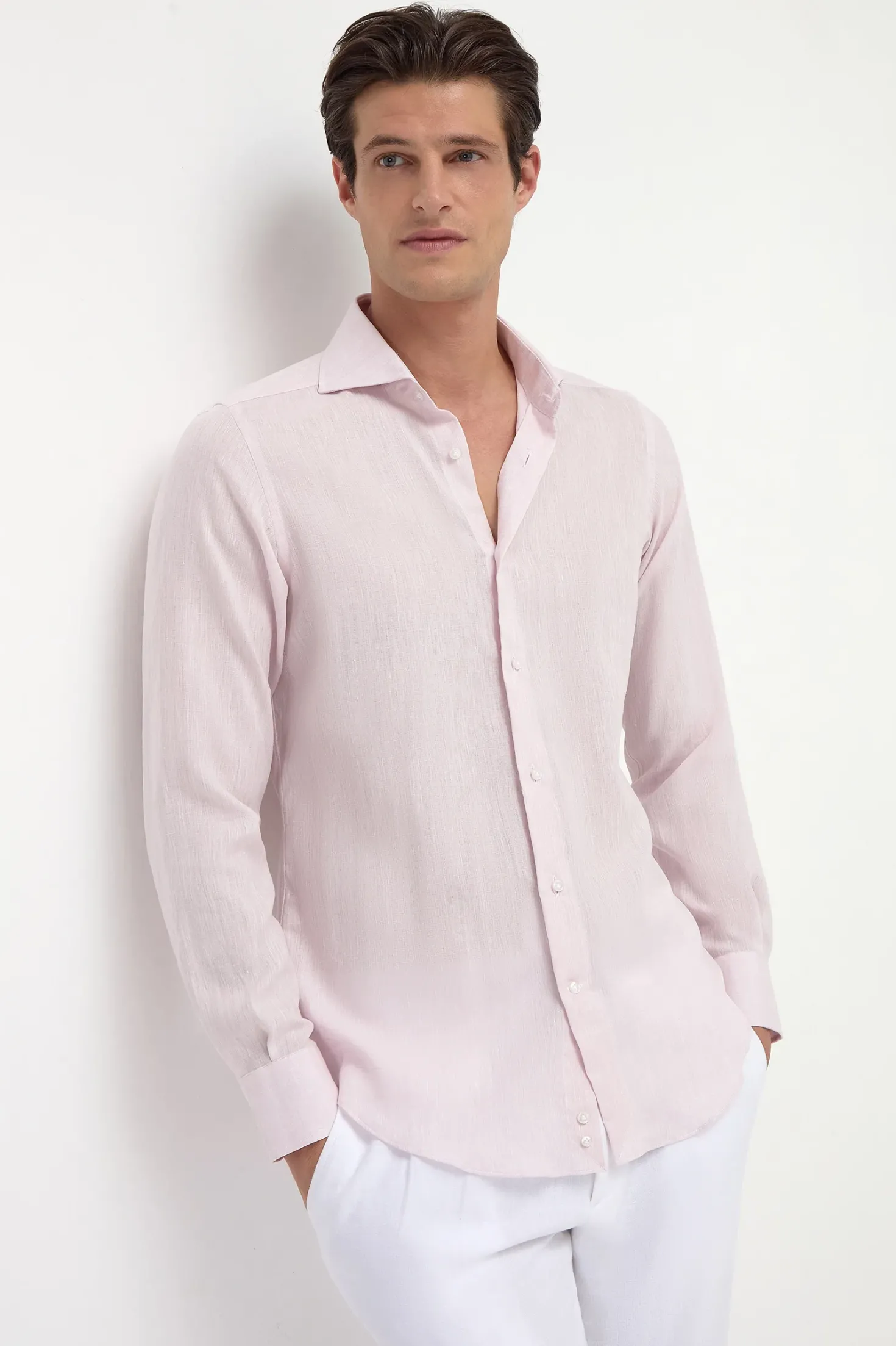 Chemise en lin rose - Made in Italy