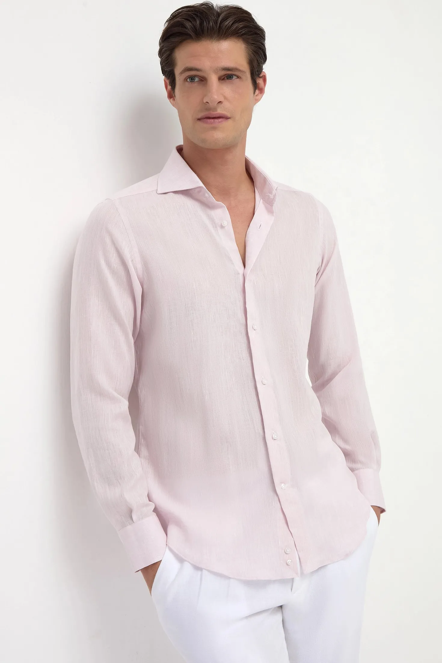 Chemise en lin rose - Made in Italy