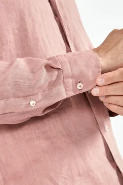 Chemise en lin teint en pièce vieux rose - Made in Italy