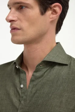 Chemise en lin verte - Made in Italy