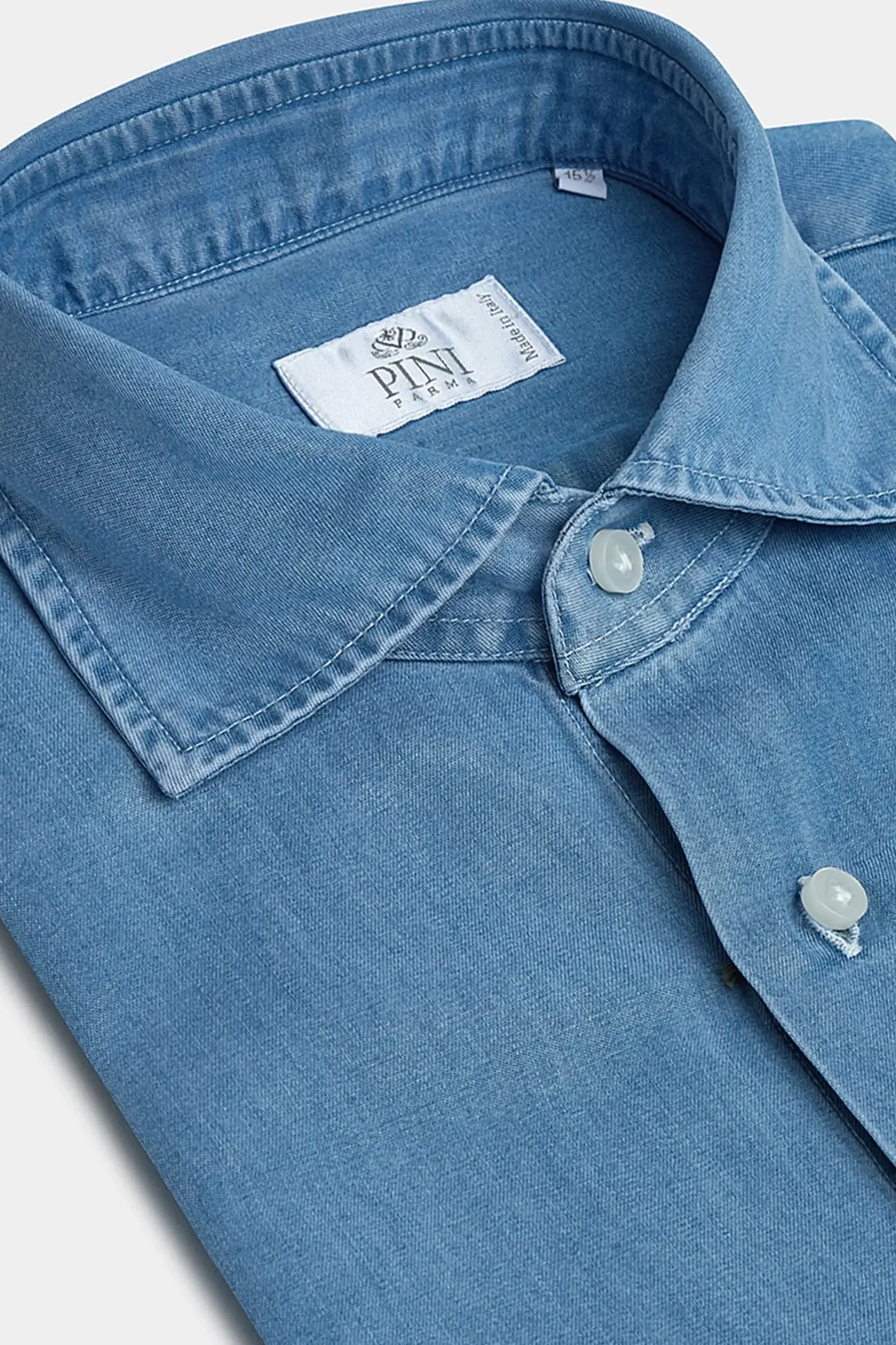Chemise popover en denim bleu clair - Made in Italy