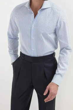 Chemise rayée bleu avio - Made in Italy