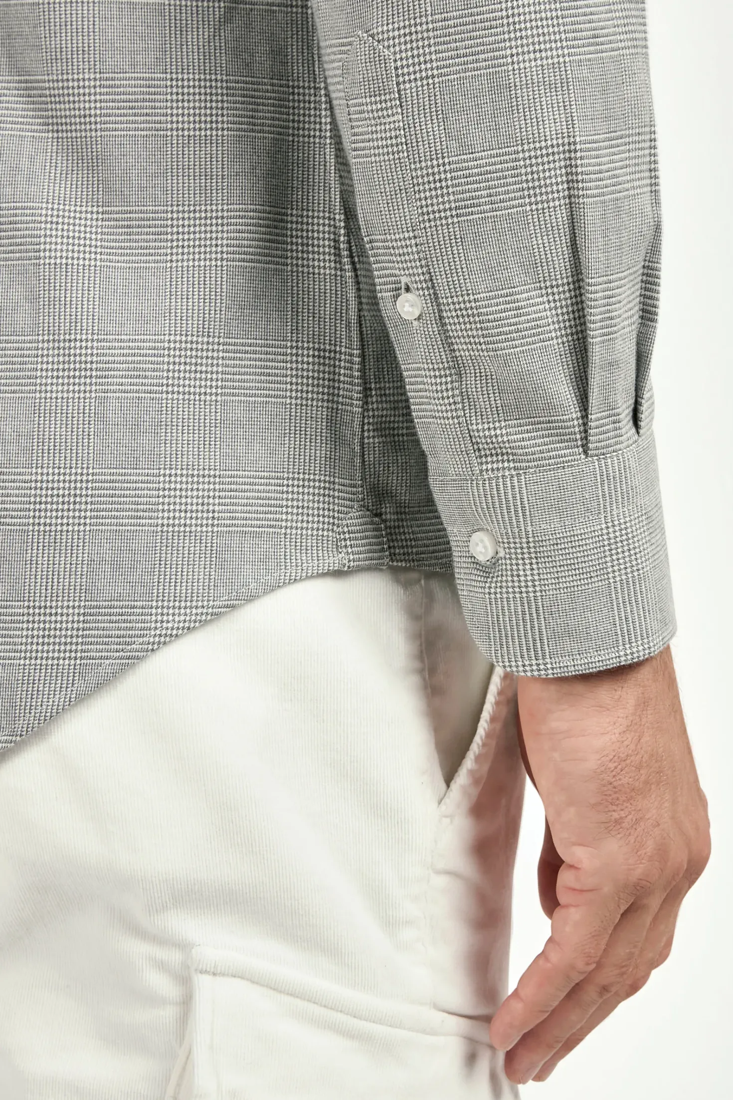 Chemise taupe Prince de Galles - Made in Italy