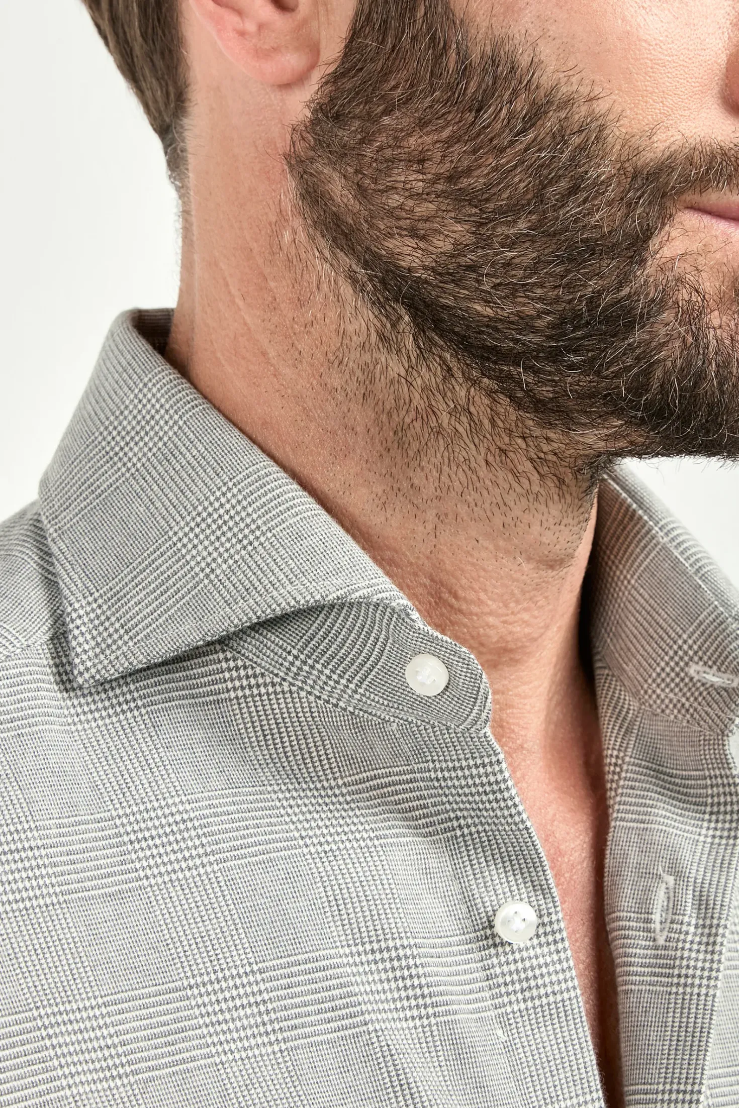 Chemise taupe Prince de Galles - Made in Italy