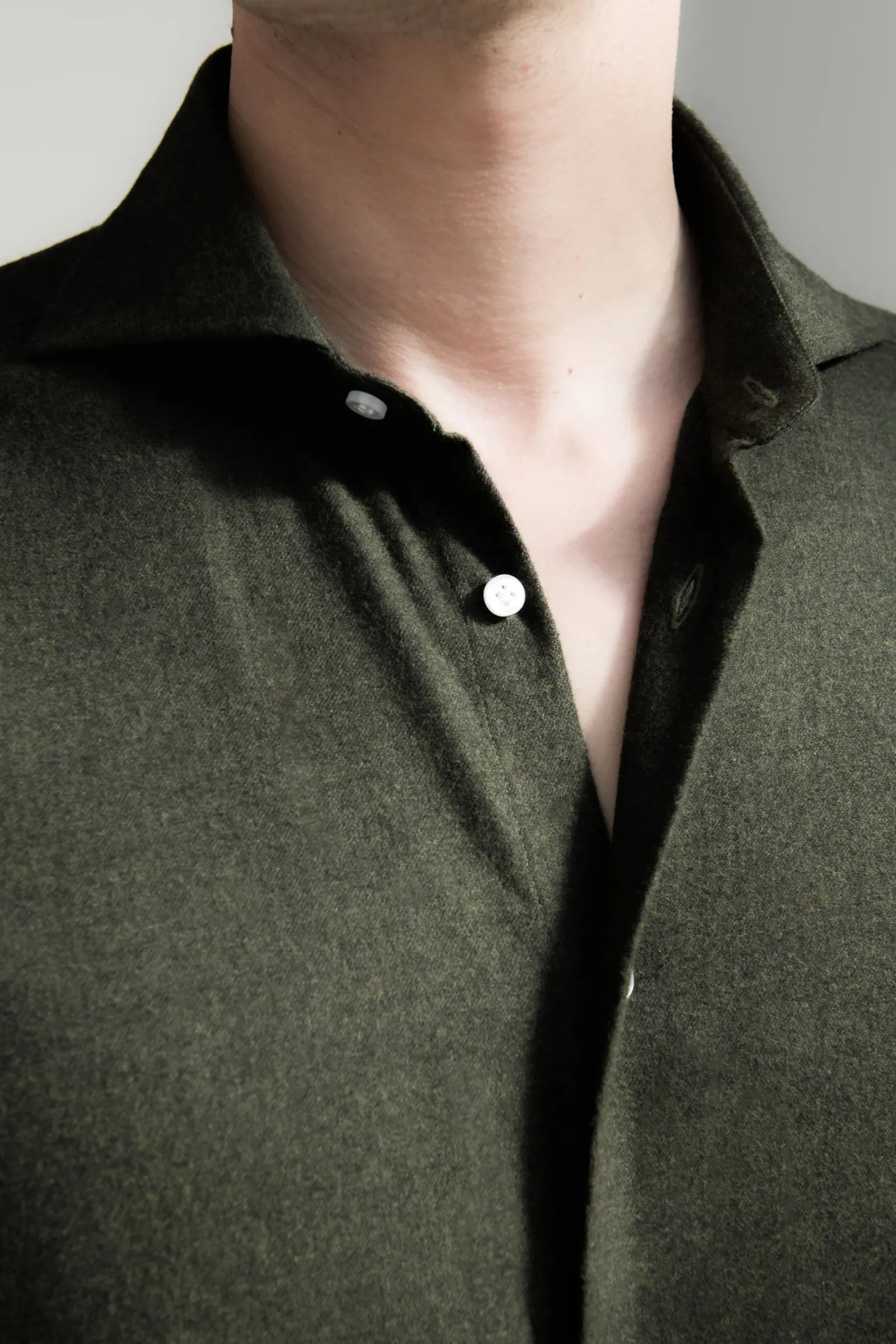 Chemise verte - toucher flanelle - Made in Italy
