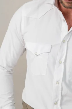 Chemise western blanche effet velours - Made in Italy