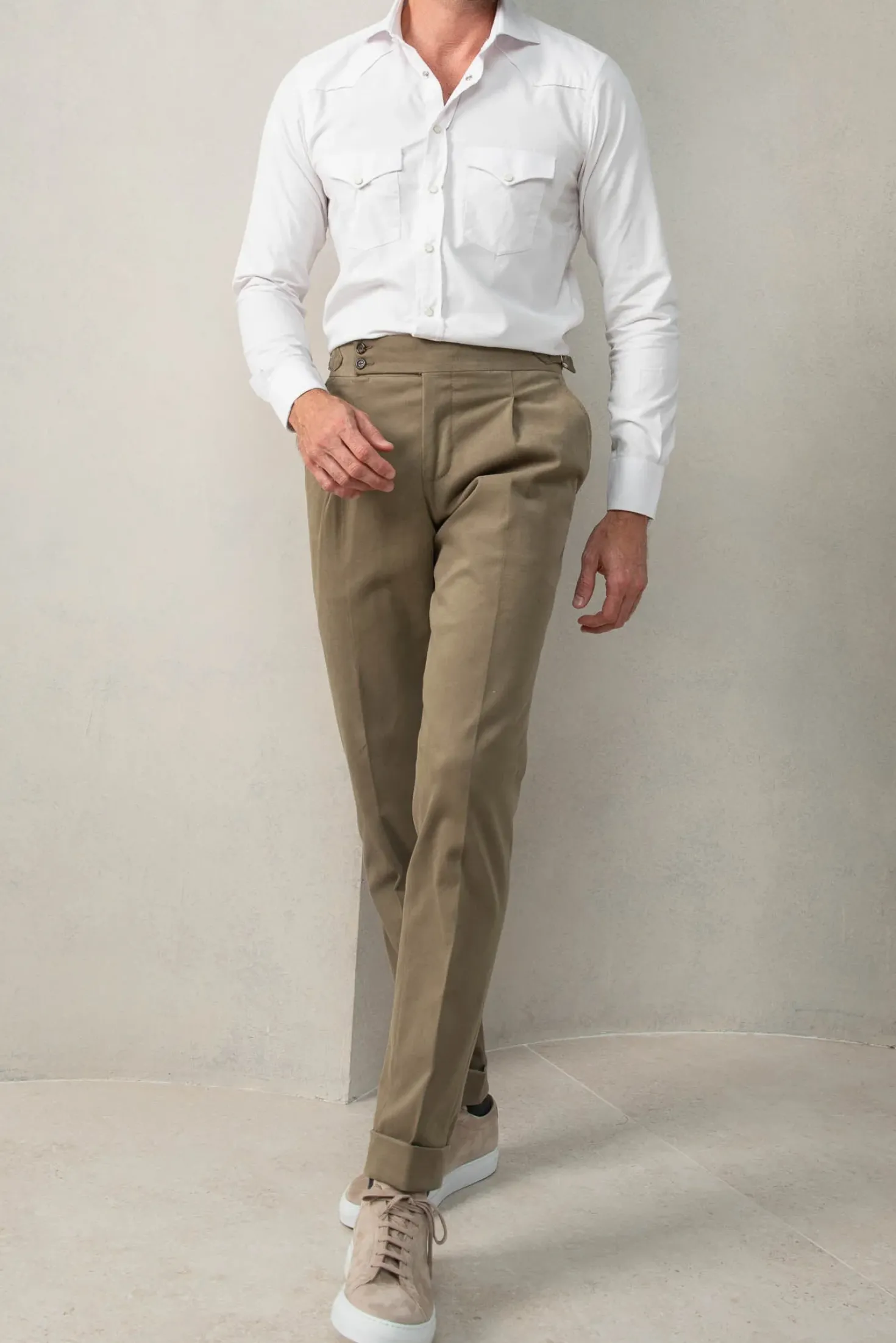 Chemise western blanche effet velours - Made in Italy