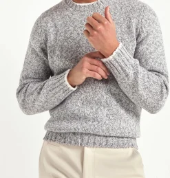 Col rond mouliné gris clair - Made in Italy