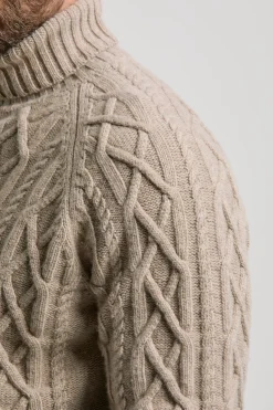 Col roulé Aran taupe - Made in Italy