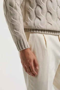 Col roulé beige à torsades - Made in Italy
