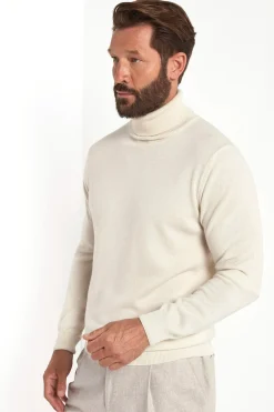 Col roulé en cachemire Blanc cassé – Made in Italy