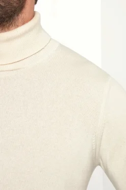 Col roulé en cachemire Blanc cassé – Made in Italy