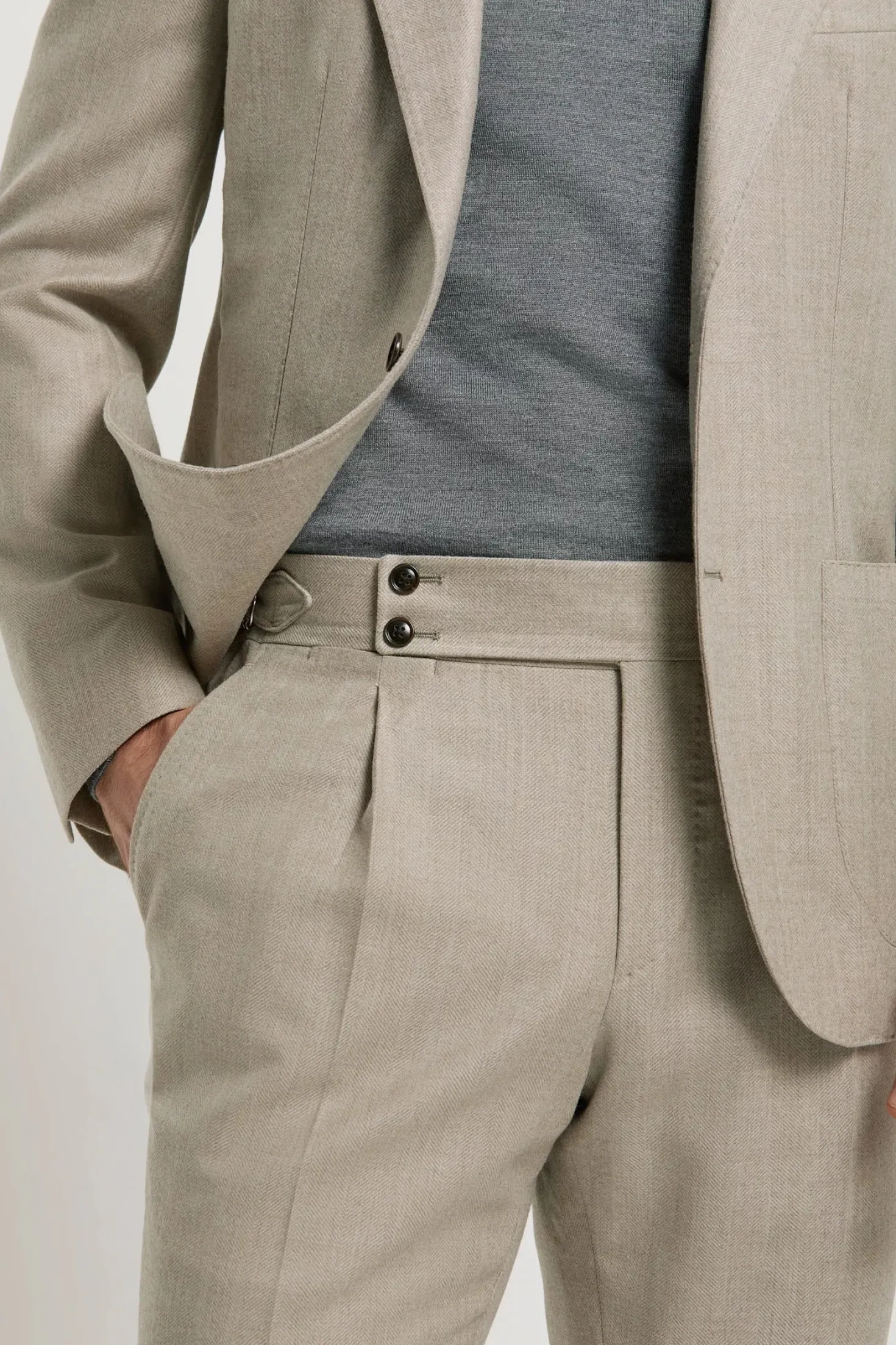 Costume beige à chevrons - Made in Italy