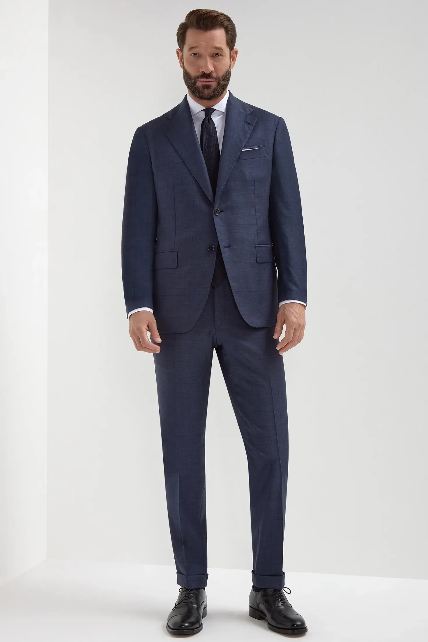 Costume Bleu grisé Prince de Galles Entièrement entoilé - Made in Italy