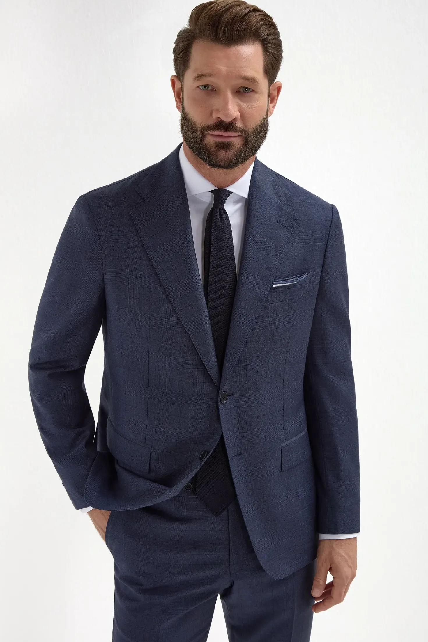 Costume Bleu grisé Prince de Galles Entièrement entoilé - Made in Italy