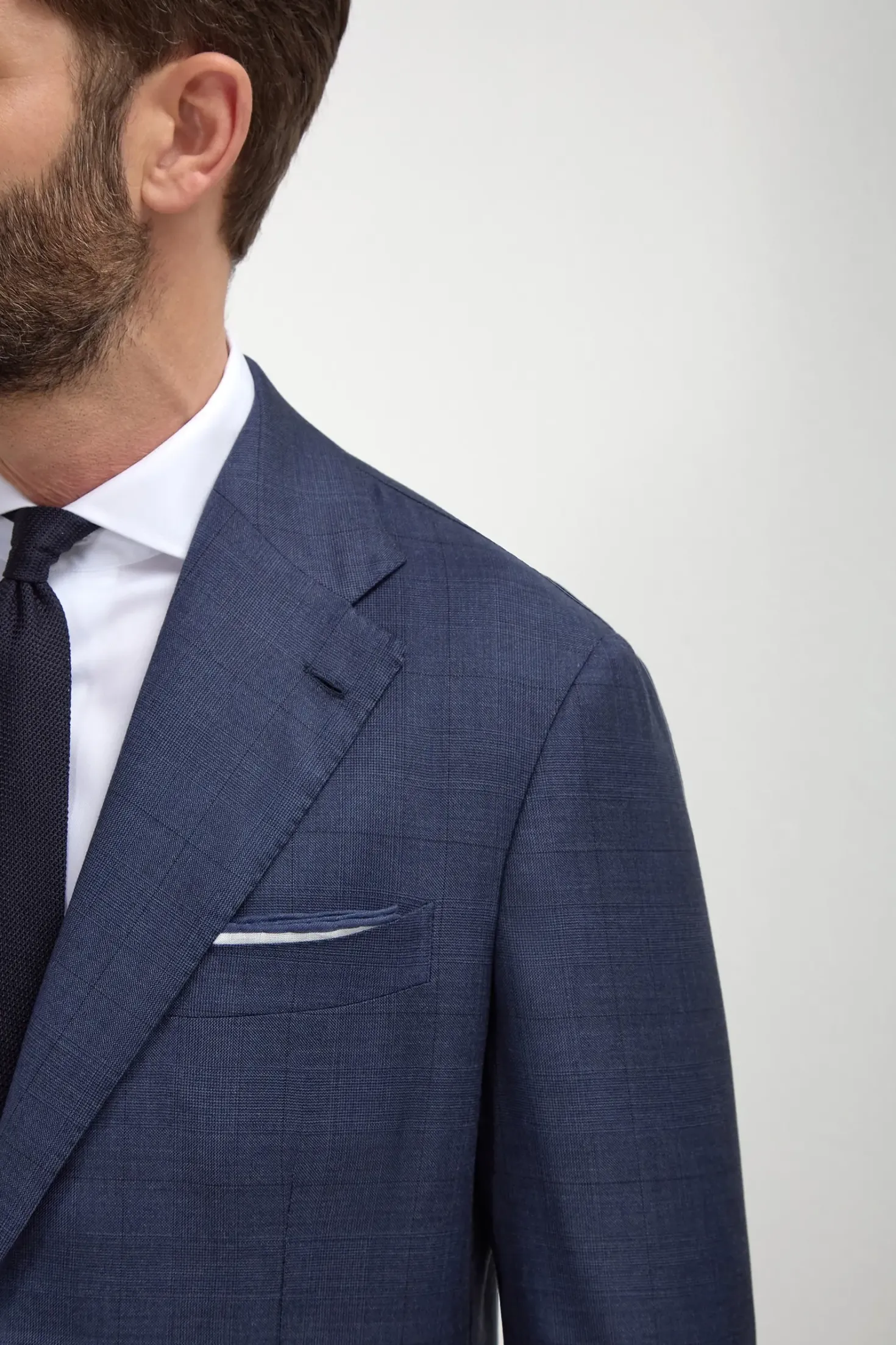 Costume Bleu grisé Prince de Galles Entièrement entoilé - Made in Italy