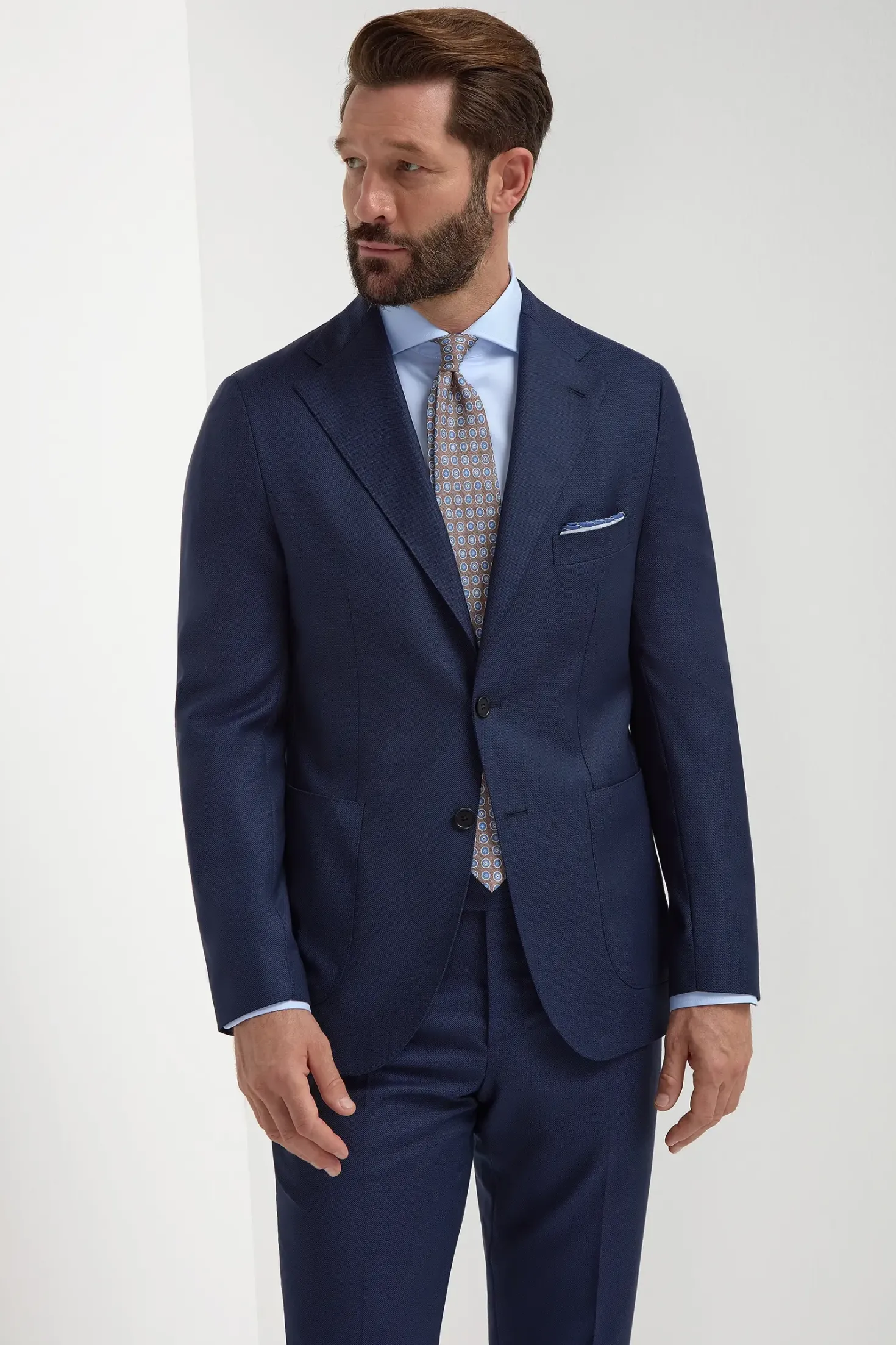 Costume bleu oeil-de-perdrix - Made in Italy