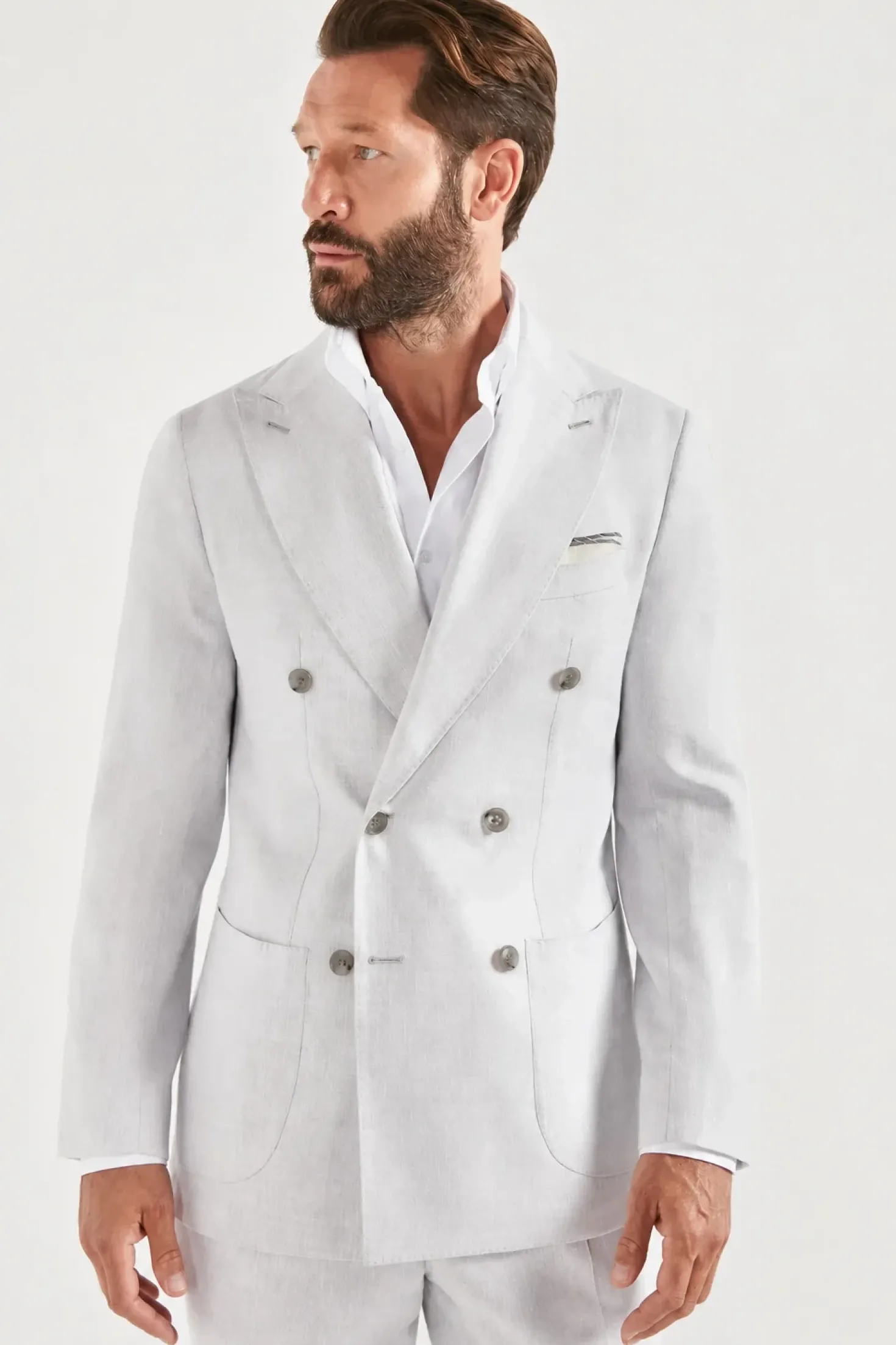 Costume croisé en mélange Super 160's glacé - Made in Italy