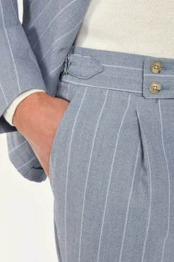 Costume croisé rayé bleu clair - Made in Italy