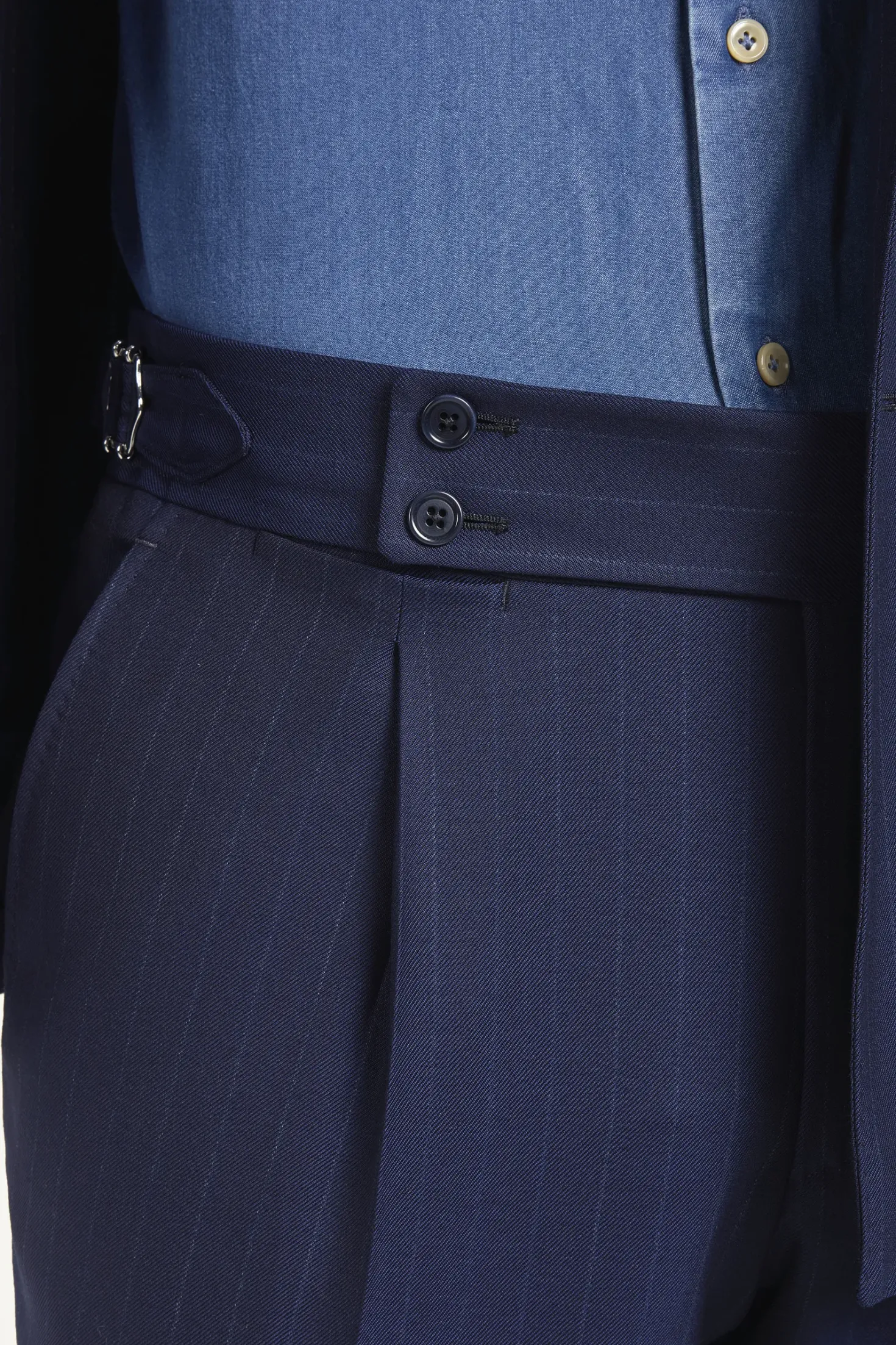 Costume croisé rayé bleu - Made in Italy