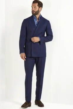 Costume croisé rayé bleu - Made in Italy